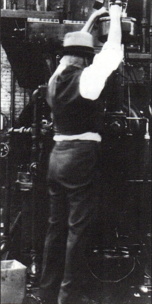 Elmer Woodward installing his first diesel engine governor